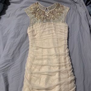 Bebe glitter embroidered party dress